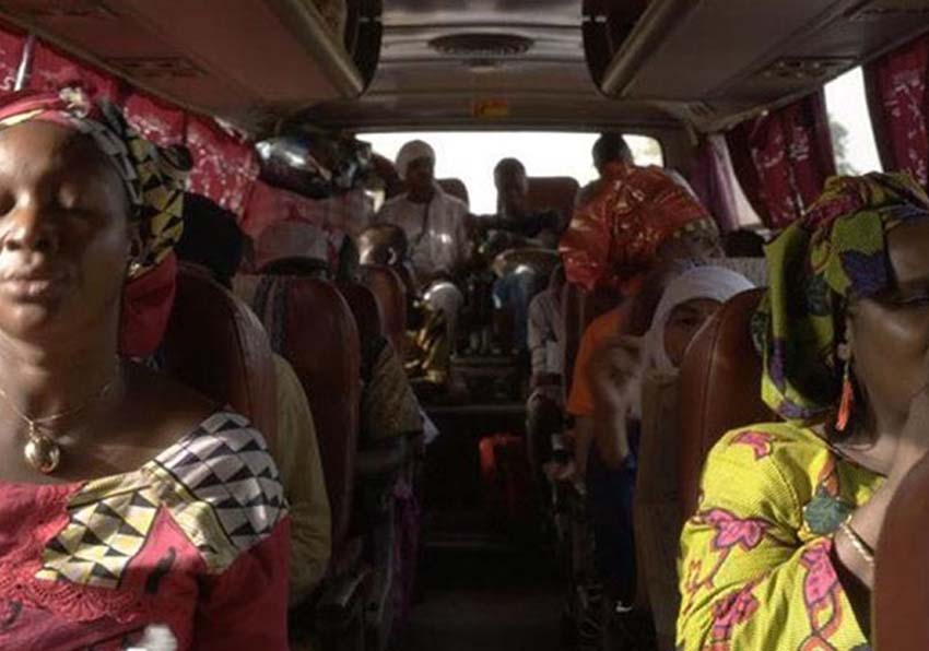 Group of people on a bus